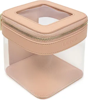 LETGO Small Clear Makeup Bag for Purse, Cute Clear Cosmetic Bags Travel Size Toiletry Bag, Small Makeup Bag Organizer Travel Essentials Car Accessories for Women (Nude)