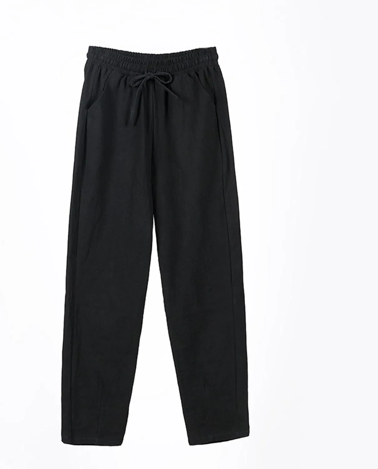 Linen Pants Women Summer Casual High Waisted Straight Leg Beach Pants Drawstring Pants Trousers with Pockets