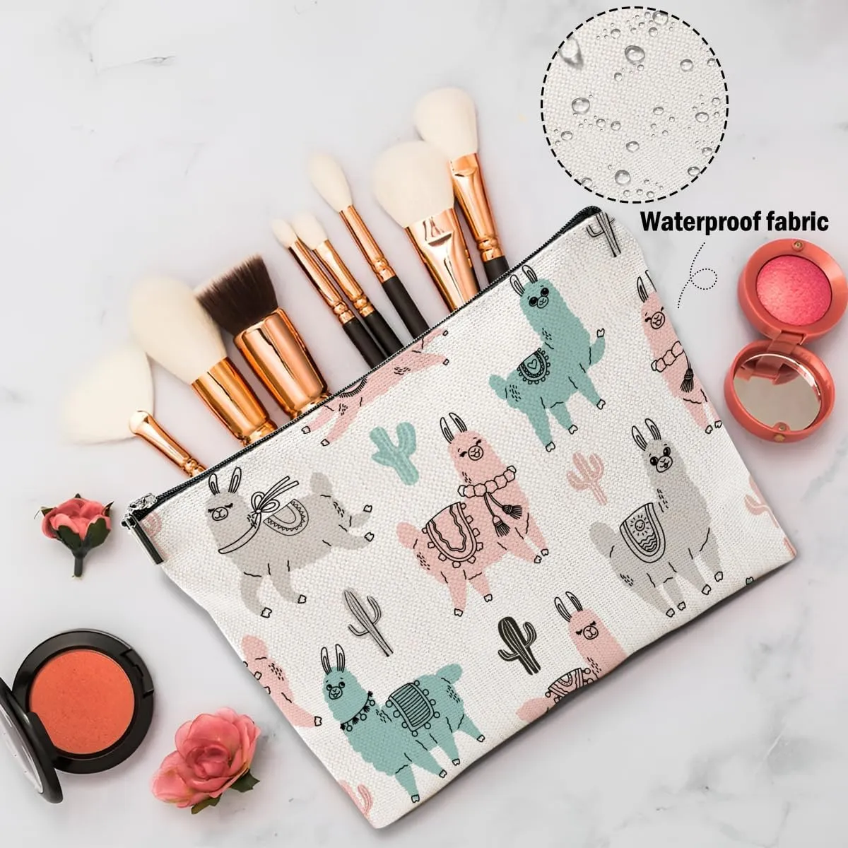 Llama Gifts, Alpaca Makeup Bag, Cute Animal Cosmetic Bag Travel Pouch, Alpaca Llama Lovers Gift for Women Girls Daughter Sisters Bestie Farm Animals Graduation Birthday
