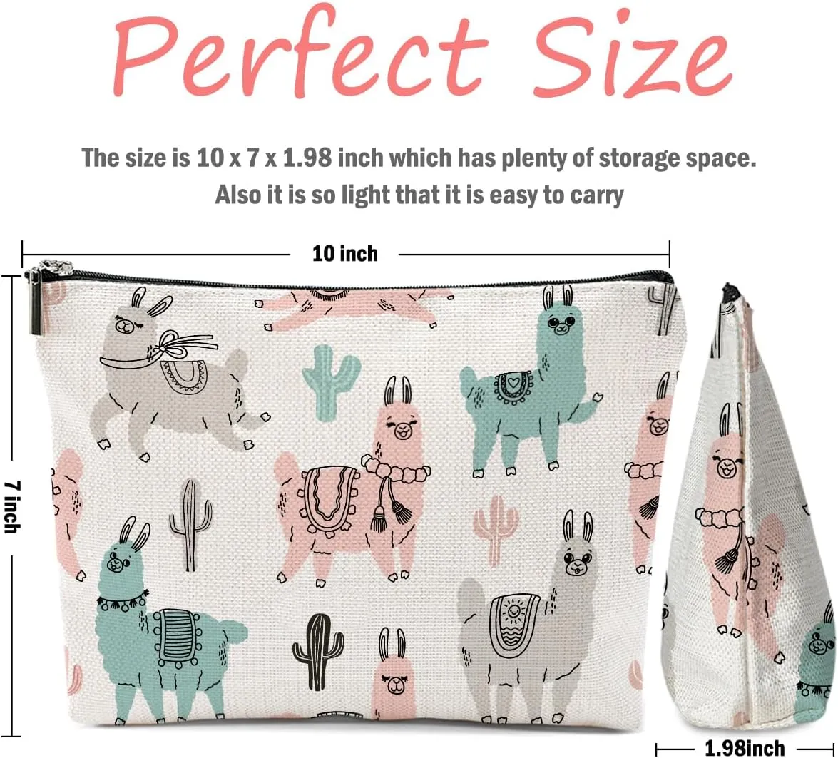 Llama Gifts, Alpaca Makeup Bag, Cute Animal Cosmetic Bag Travel Pouch, Alpaca Llama Lovers Gift for Women Girls Daughter Sisters Bestie Farm Animals Graduation Birthday