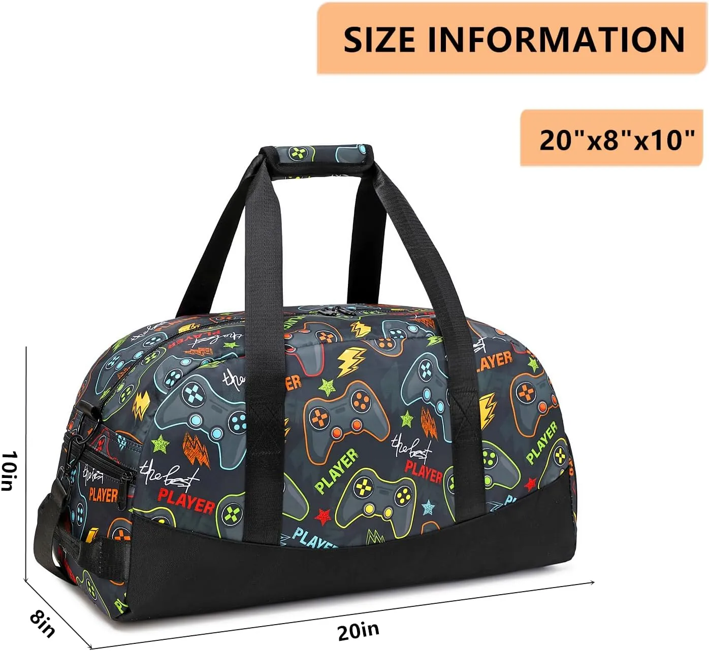 Lmwzh Kids Duffle Bag For Boys Perfect For Early Elementary Overnight Travel Bag With Shoes Compartment Dry And Wet Pocket Carry On Weekender Bag (Game)