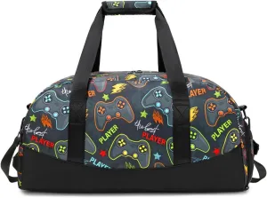 Lmwzh Kids Duffle Bag For Boys Perfect For Early Elementary Overnight Travel Bag With Shoes Compartment Dry And Wet Pocket Carry On Weekender Bag (Game)