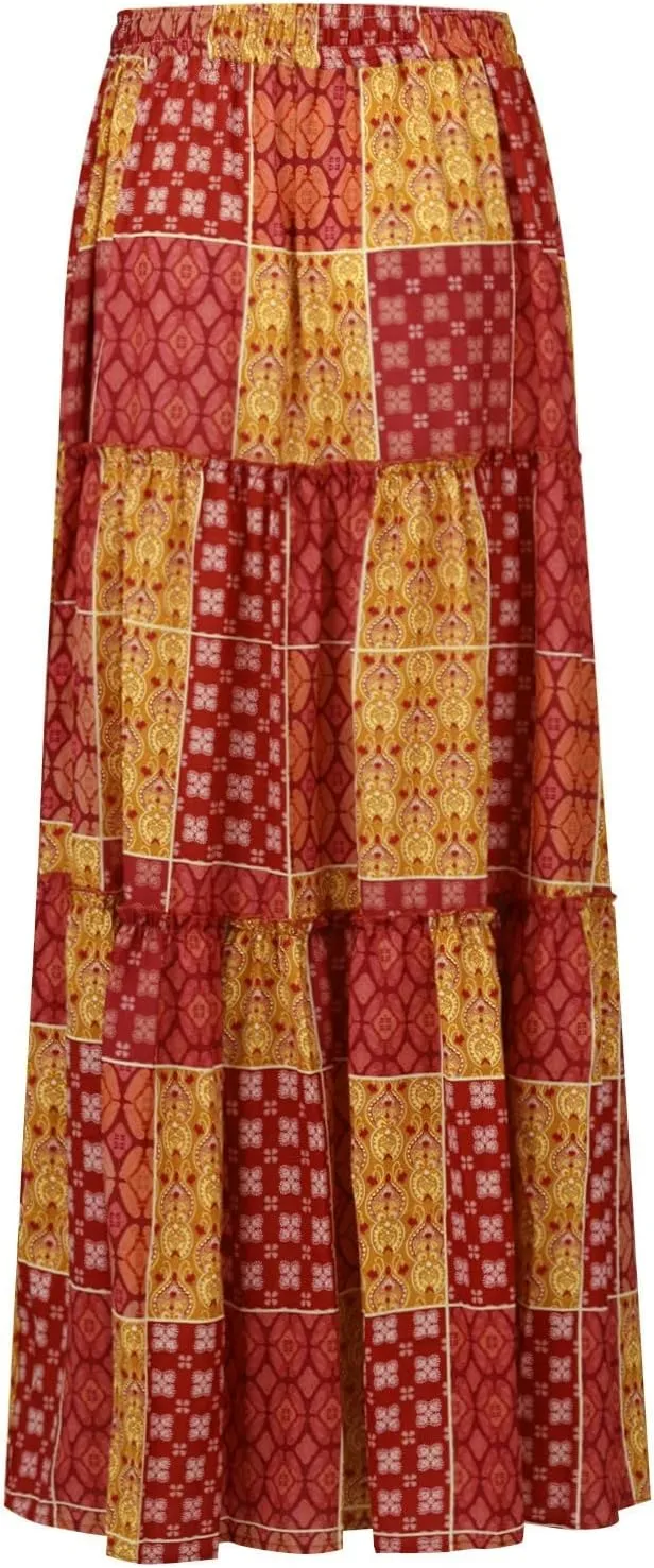 Long Skirt,Elastic High Waisted Linen Flowy Skirts for Women 2025 Summer Womens Boho Maxi Skirt with Pockets