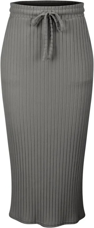 Long Skirts for Women 2025 Summer Trendy Maxi Skirt with Pockets Ribbed Knit Stretchy Soft Daily Outfits