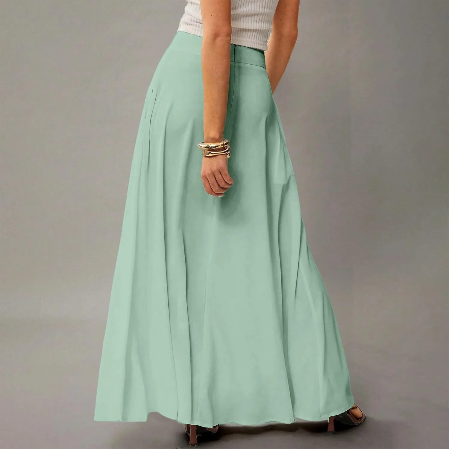 Long Skirts for Women 2025 Summer Vacation High Waisted A Line Skirt Elegant Work Office Flowy Maxi Skirt with Pockets