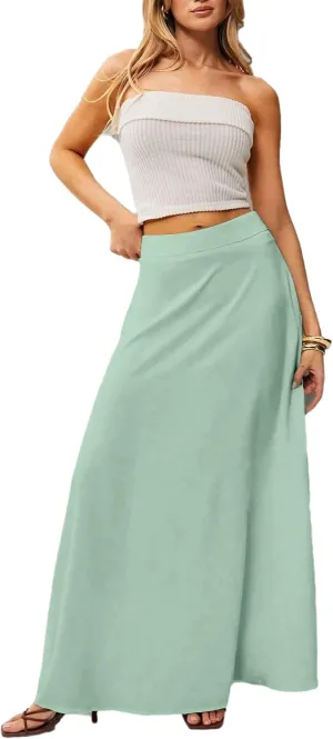 Long Skirts for Women 2025 Summer Vacation High Waisted A Line Skirt Elegant Work Office Flowy Maxi Skirt with Pockets