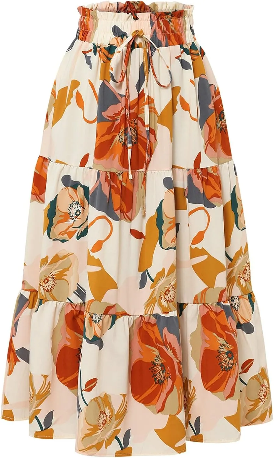 Long Skirts for Women,Elastic High Waisted Womens Boho Maxi Skirt with Pockets Linen Flowy Long Skirts 2025 Trendy