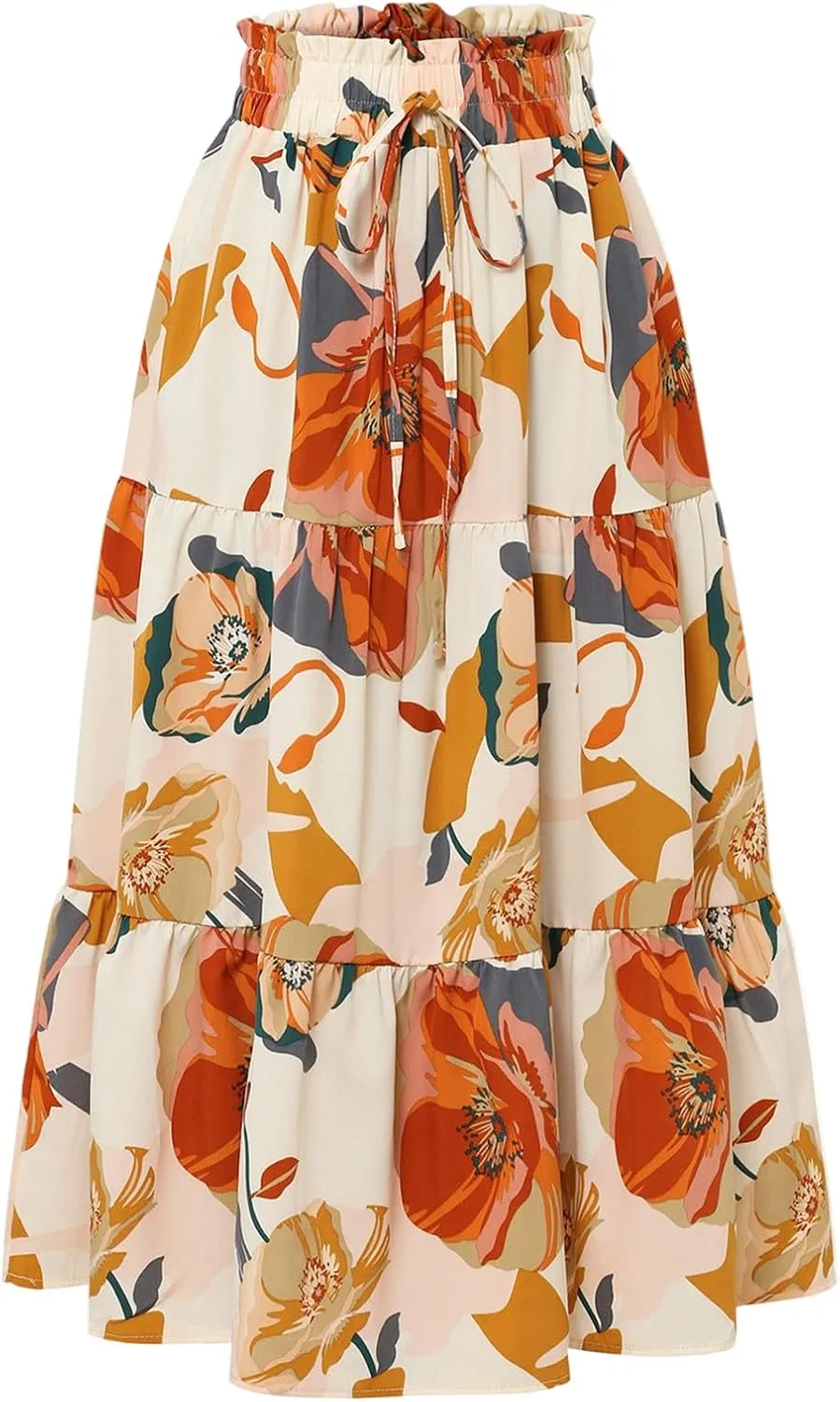 Long Skirts for Women,Elastic High Waisted Womens Boho Maxi Skirt with Pockets Linen Flowy Long Skirts 2025 Trendy