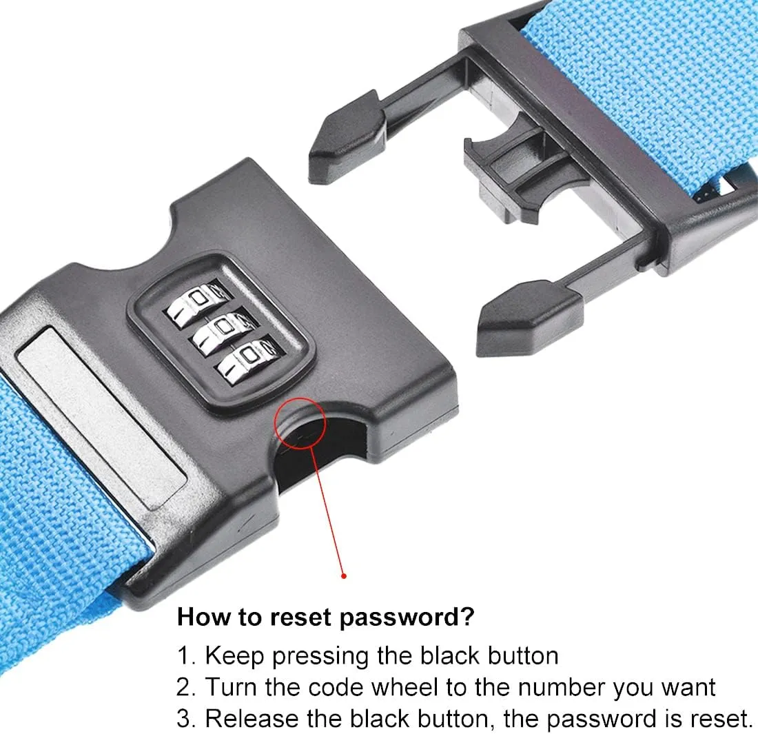 Luggage Straps Suitcase Belts with Buckle, Combination Lock, Adjustable Travel Packing Accessories (Color : Sky Blue)