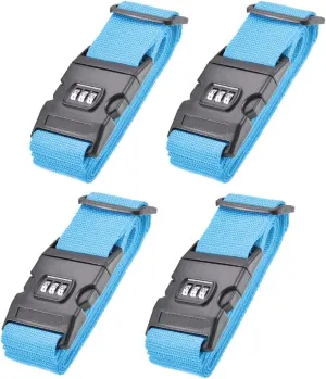 Luggage Straps Suitcase Belts with Buckle, Combination Lock, Adjustable Travel Packing Accessories (Color : Sky Blue)