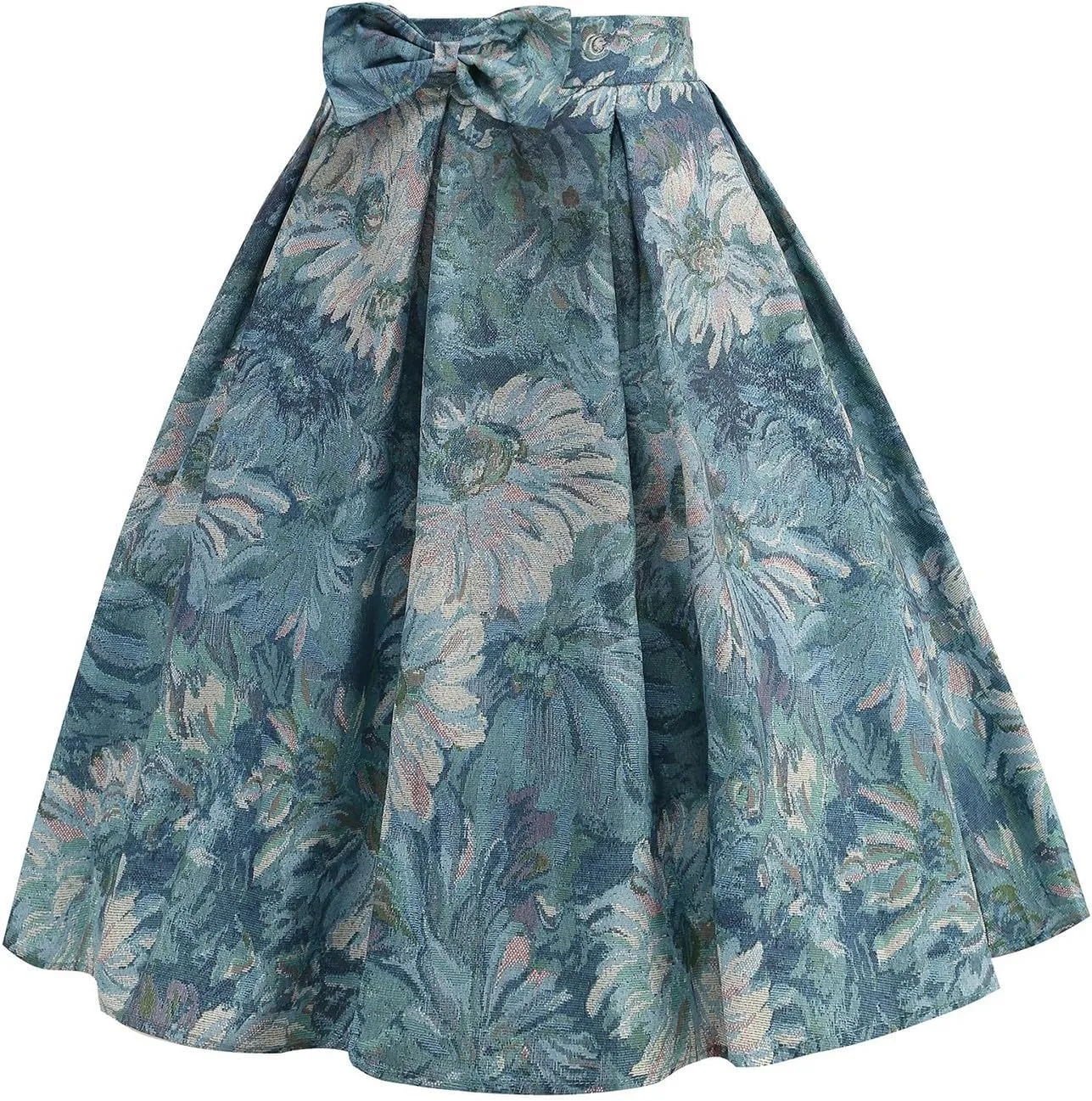 Maxi Skirt Women Women's Fashion Cute and Sweet Print with Bow Waist Full Hem Skirt