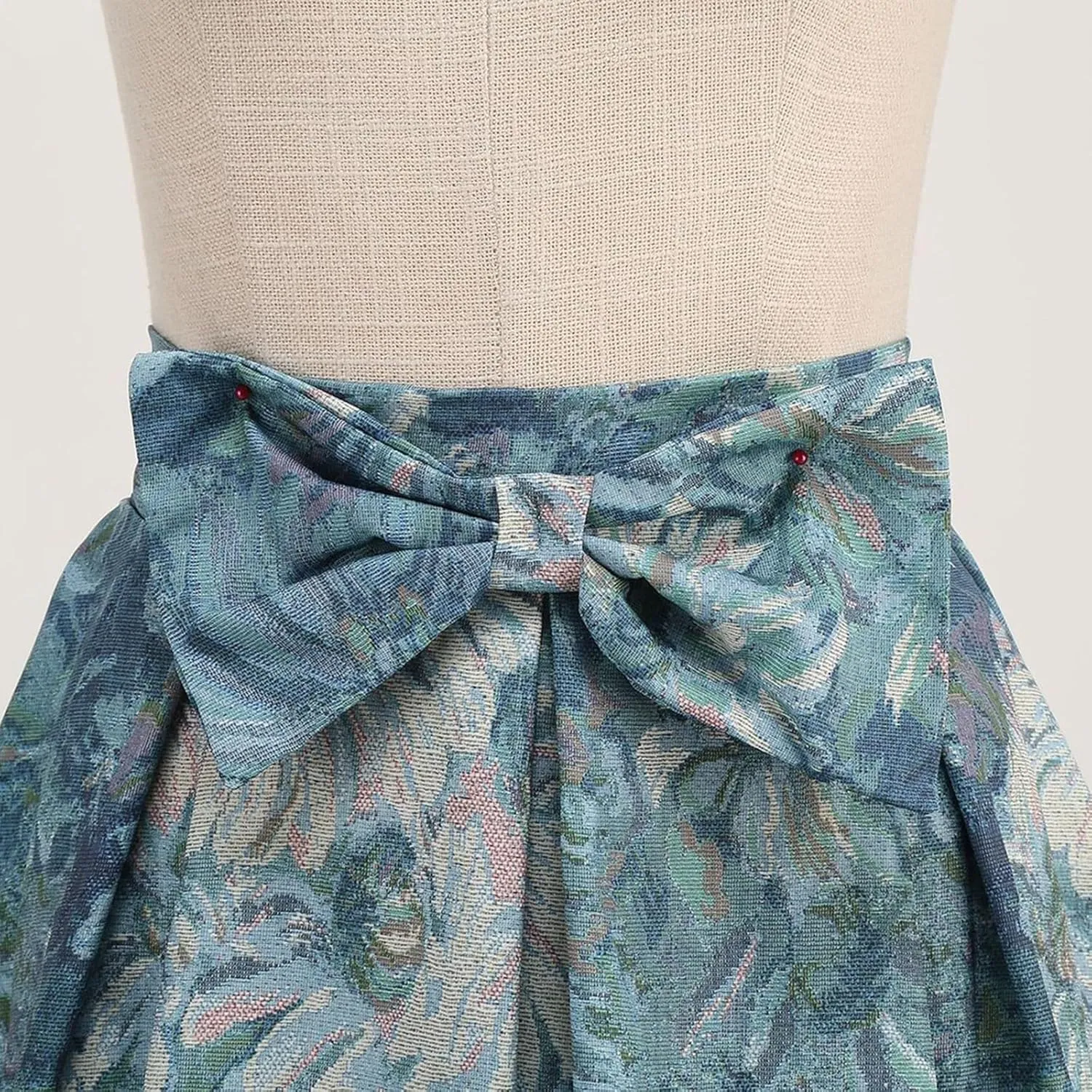 Maxi Skirt Women Women's Fashion Cute and Sweet Print with Bow Waist Full Hem Skirt