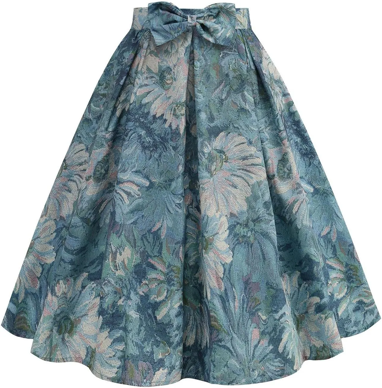 Maxi Skirt Women Women's Fashion Cute and Sweet Print with Bow Waist Full Hem Skirt