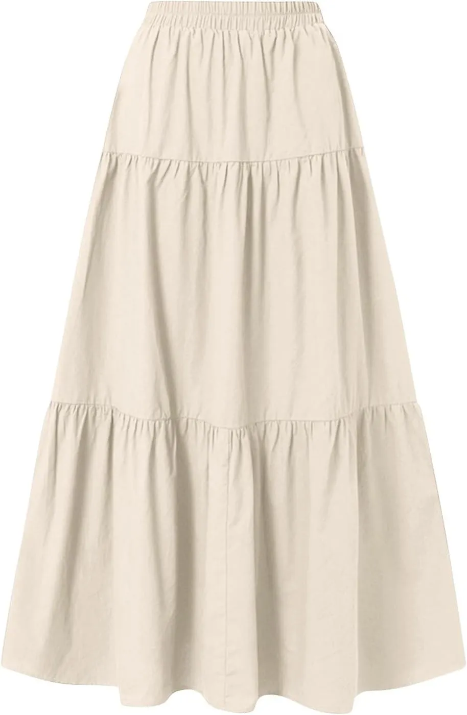 Maxi Skirts for Women 2025 Fashion Boho Long Skirt Summer Beach Swing Ruffle Tiered A-Line Pleated Elastic Waist