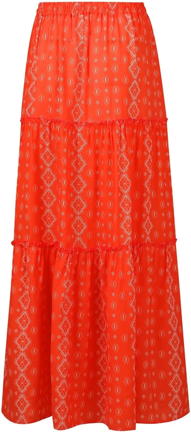 Maxi Skirts for Women,High Waisted Trendy Womens Boho Maxi Skirt with Pockets Pleated Flowy Long Skirts 2025