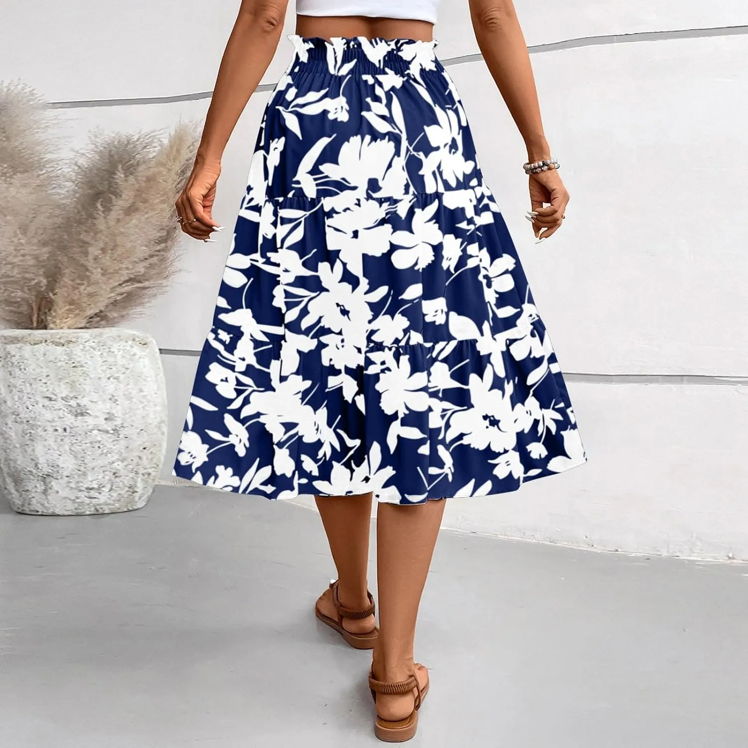 Maxi Skirts for Women,Trendy High Waisted Womens Boho Maxi Skirt with Pockets Pleated Flowy Long Skirts 2025