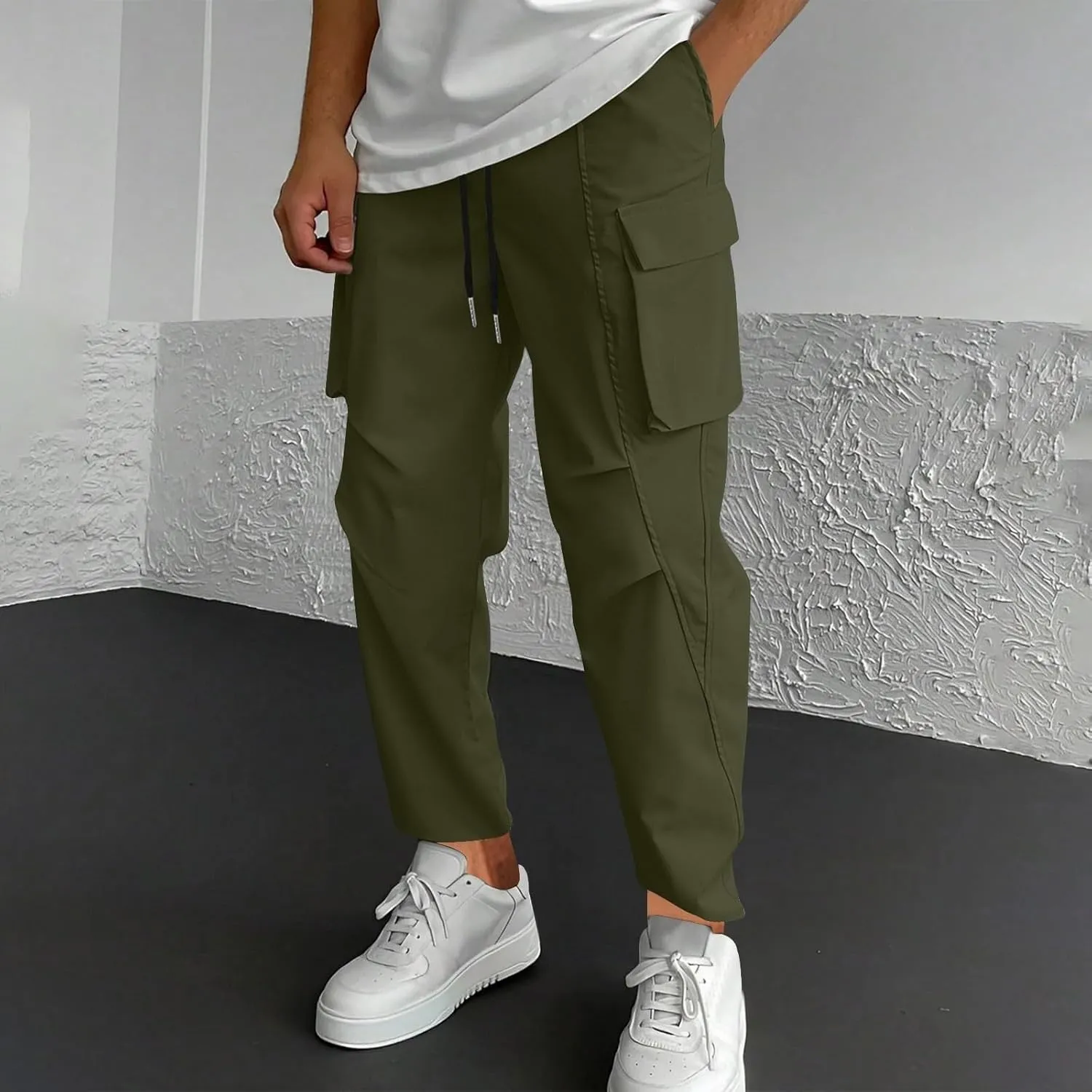 Mens Cargo Pants Mens Casual Pants Relaxed Fit Cargo Sweat Pants Flannel Lined Chino Pants for Men Slim Fit Stretch