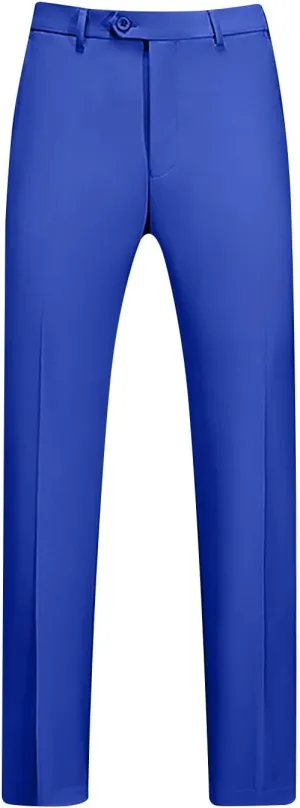 Mens Front Flat Dress Pants Slim Fit Business Casual Golf Suit Pants Ankle-Length Work Trousers with Pockets