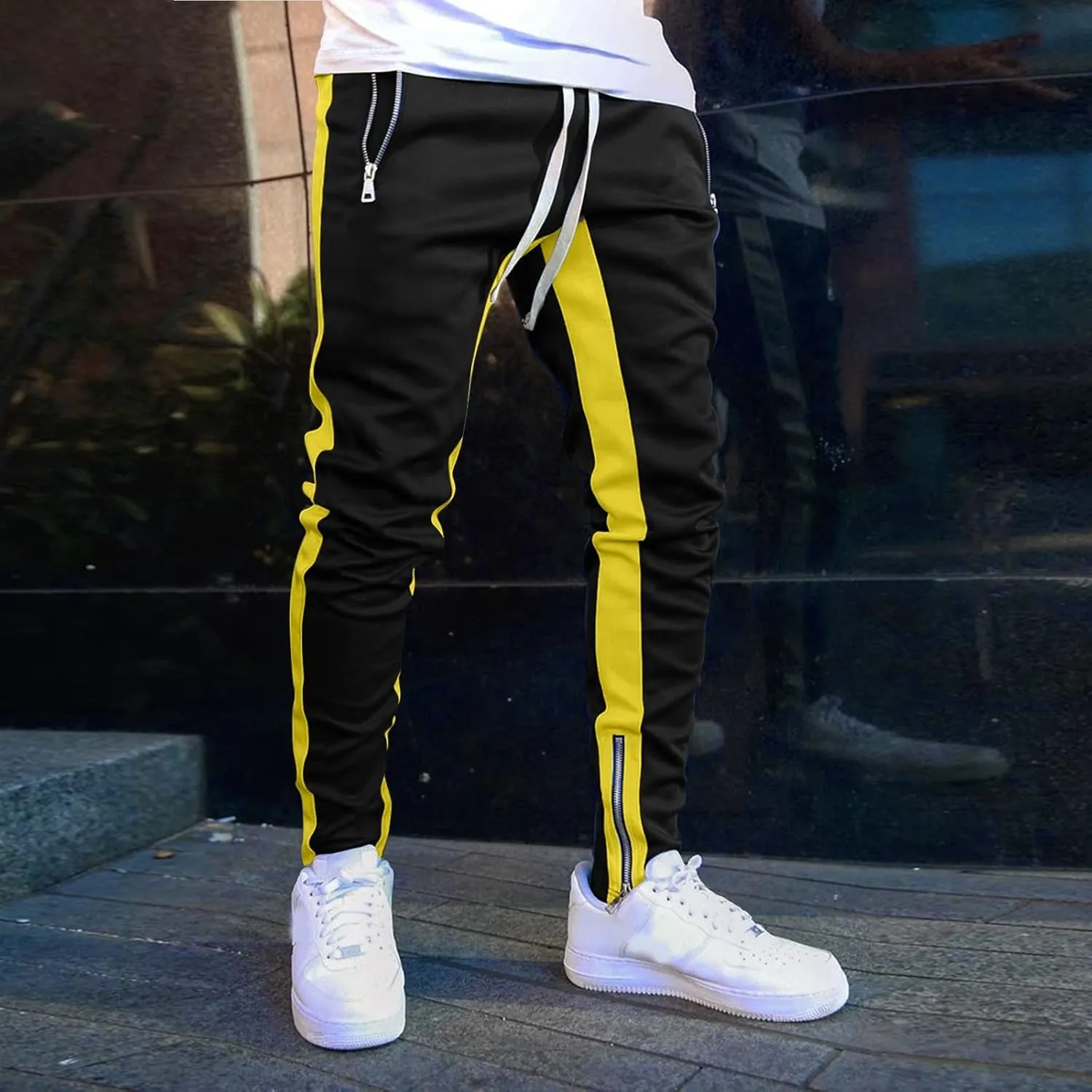Men's Joggers Cargo Pants Slim Fit Drawstring Fashion Pants Sweatpants Casual Work Chino Pants with Pockets