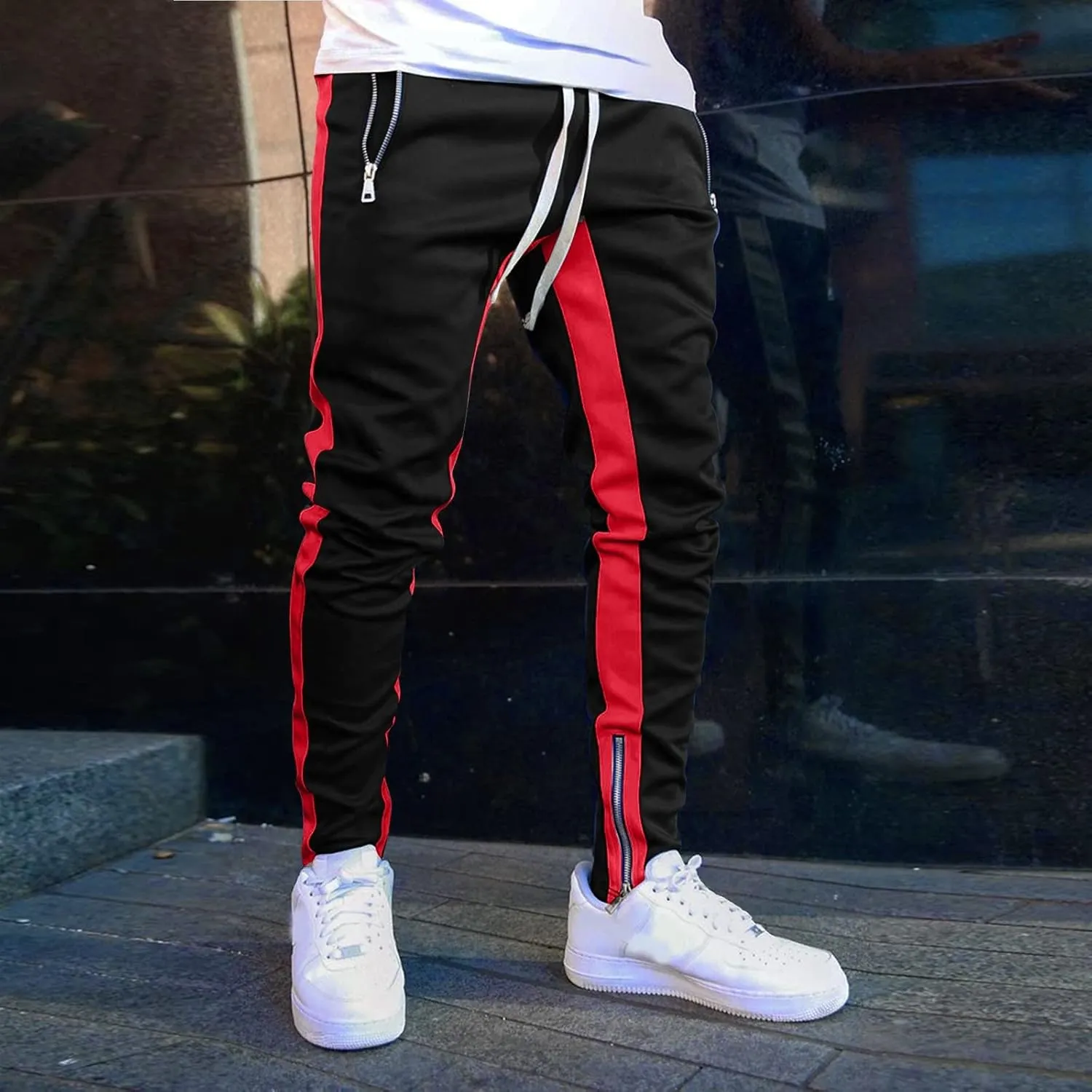 Men's Joggers Cargo Pants Slim Fit Drawstring Fashion Pants Sweatpants Casual Work Chino Pants with Pockets