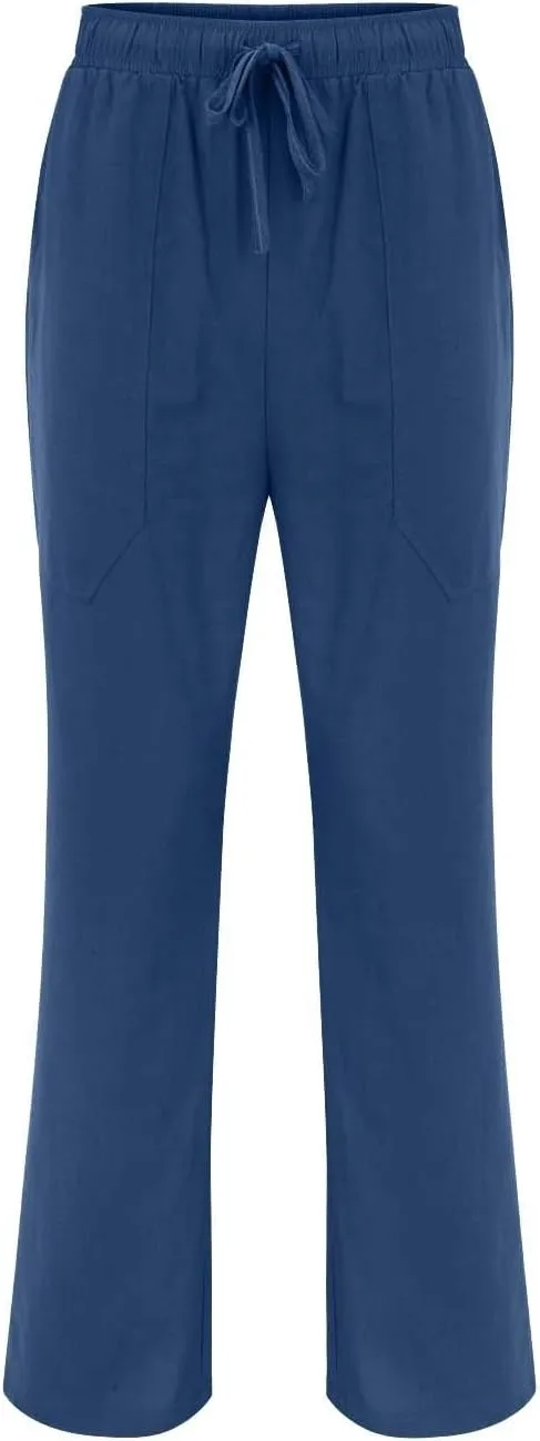 Men's Linen Casual Cargo Pants with Pockets Solid Hipster Beach Pants Breathable Outdoor Hiking Sweatpants Summer Joggers