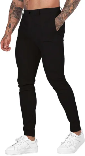 Mens Slim Fit Dress Pant Skinny Stretch Flat Front Business Casual Chino Suit Pants Lightweight Tapered Golf Pants
