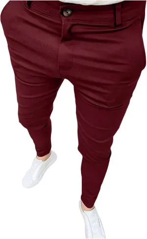 Men's Stretch Dress Pants Slim Fit Business Casual Suit Pants Work Golf Pants with Pockets