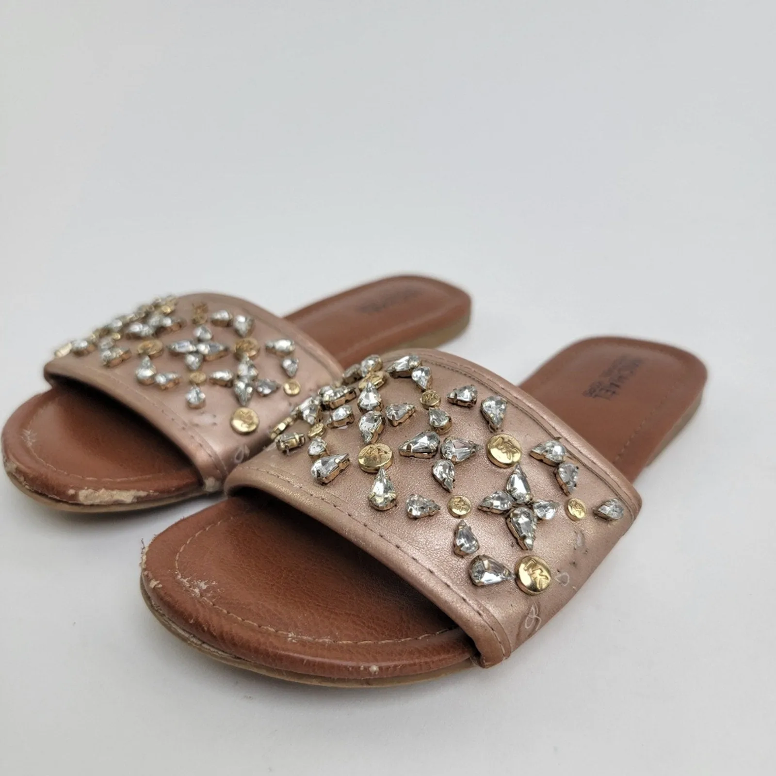 Michael Michael Kors Girls Rhinestone Gem Flip Flop Sandals - 1 C