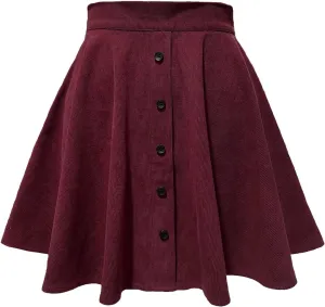 Mini Skirts for Women Summer Spring Corduroy Pleated Ruffle Short Skirt Sweet Single Button High Waist Skirt Dress
