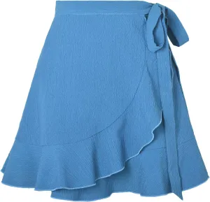 Mini Skirts Women Ruffle Trim Side Tie Knot Lounge Skirt Loose Baggy Trendy Flowy Sexy Short Skirts for Vacation