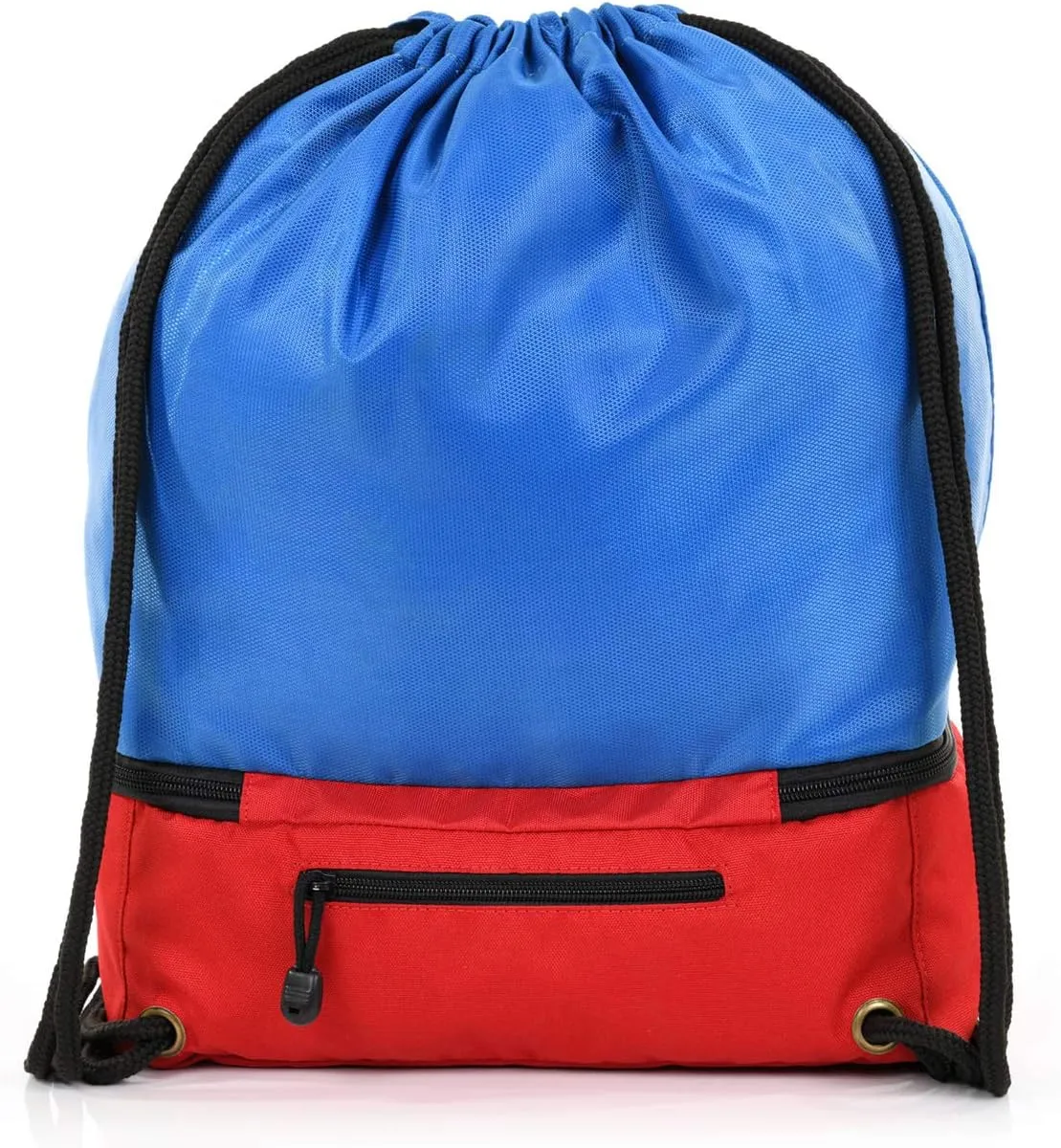Mintra Sports Drawstring Bags - (Blue/Red, Stellar (12in x 18in)) Backpack, Cinch Sackpack, Bag, String, Sports, Gym, Waterproof, Unisex, Used for Gym, Sport, Workout