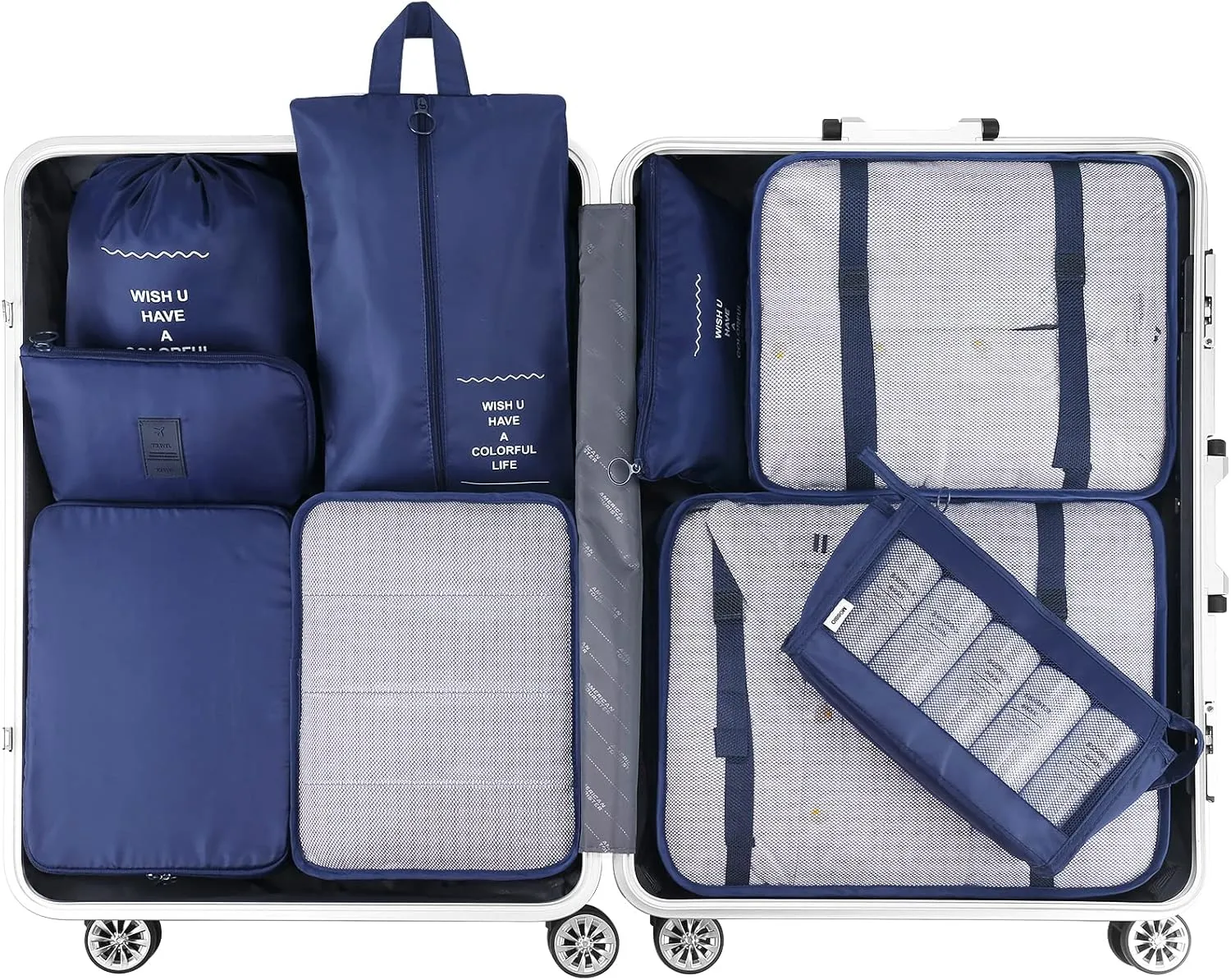 Mossio 9 Set Packing Cubes with Shoe Bag & Electronics Bag - Luggage Organizers Suitcase Travel Accessories