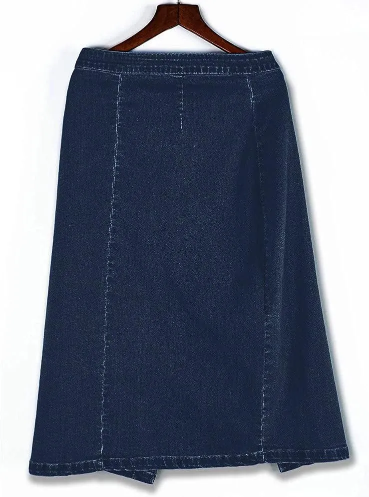 NaRHbrg Denim Skirts for Women's Casual Distressed Ripped A-Line Denim Short Skirt Zipper Front Denim Mini Skirt with Pocket