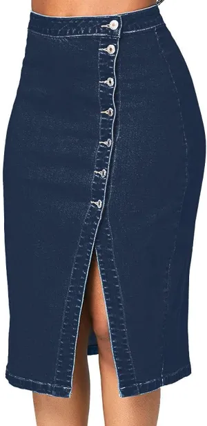 NaRHbrg Denim Skirts for Women's Casual Distressed Ripped A-Line Denim Short Skirt Zipper Front Denim Mini Skirt with Pocket