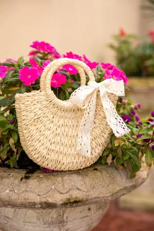 Natural Mini Straw Bow Bag SALE