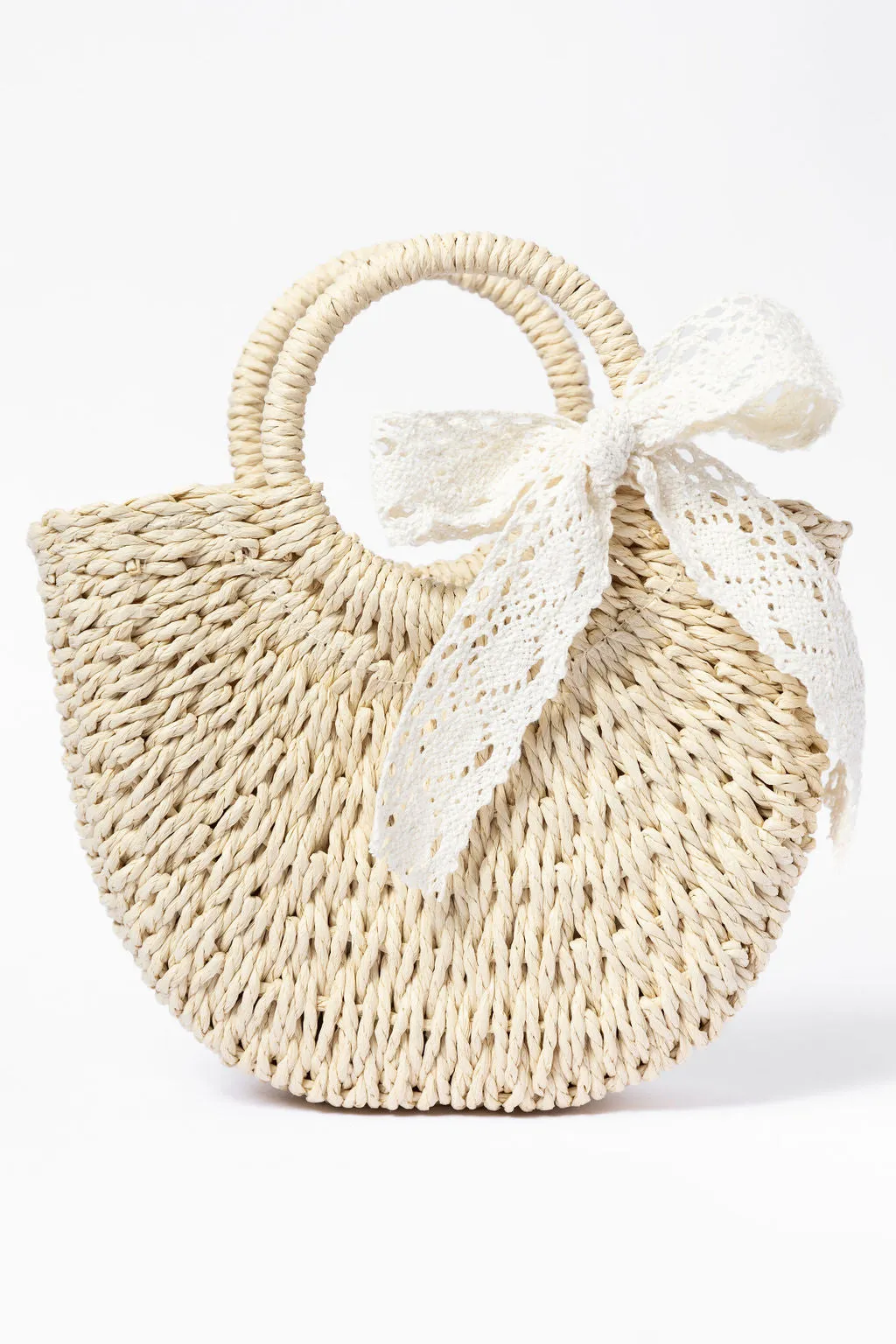 Natural Mini Straw Bow Bag SALE