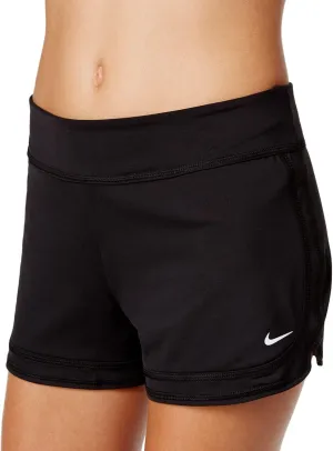 Nike Women's Black Stretch Zipper Pocket Attached Brief Full Coverage Wide Band Active Board Shorts M
