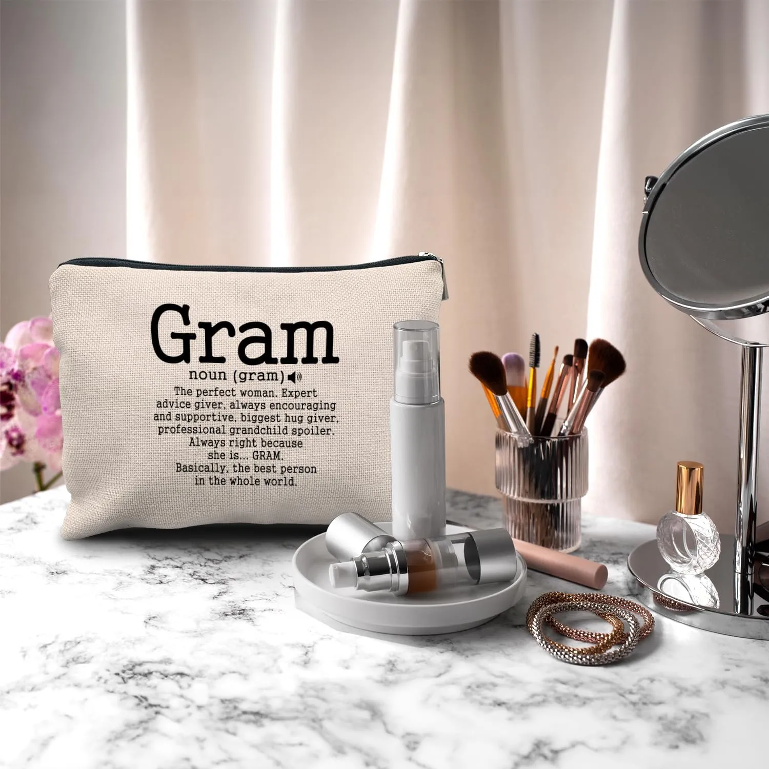 Nogrit Gram Gifts, Grandma Makeup Bag, Gram Gifts for Grandma Gifts from Grandchildren, Grandma Christmas Birthday Mother's Day Gifts, Grandma Small Cosmetic Makeup Bag for Purse