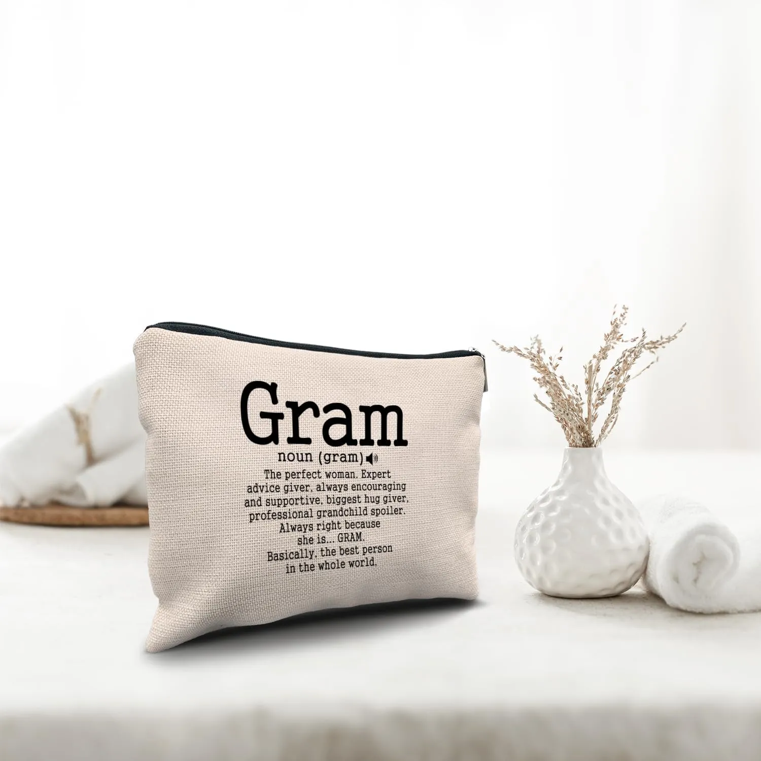 Nogrit Gram Gifts, Grandma Makeup Bag, Gram Gifts for Grandma Gifts from Grandchildren, Grandma Christmas Birthday Mother's Day Gifts, Grandma Small Cosmetic Makeup Bag for Purse