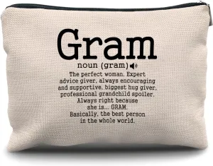 Nogrit Gram Gifts, Grandma Makeup Bag, Gram Gifts for Grandma Gifts from Grandchildren, Grandma Christmas Birthday Mother's Day Gifts, Grandma Small Cosmetic Makeup Bag for Purse