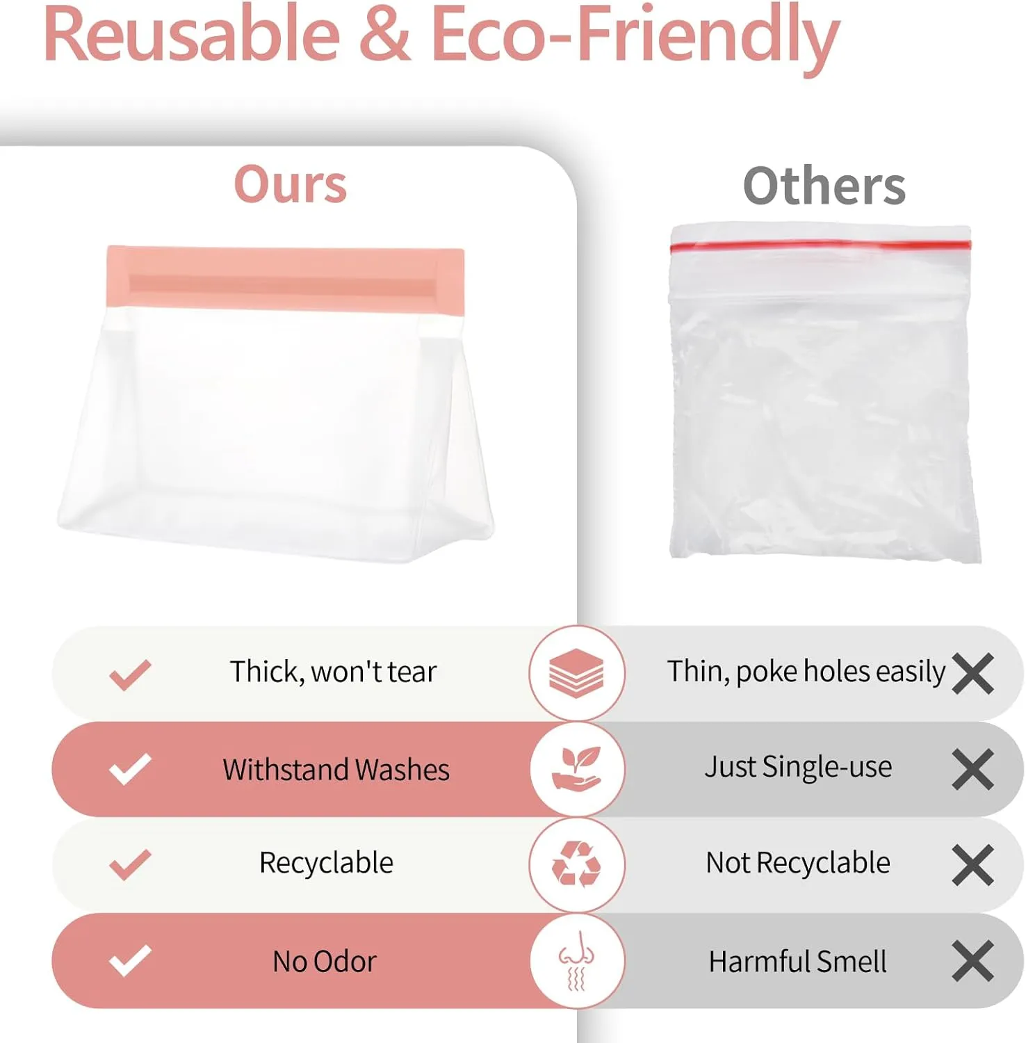 PACKISM Leak Proof Clear Travel Bags - Sealed Quart Size Travel Bag TSA Approved, Reusable Clear Makeup Bag with Flat Bottom, Food-grade PEVA, 1L 1M 1S, Pink