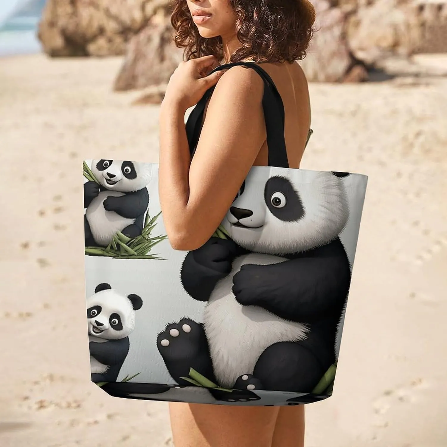 Painting Flower Pigs Beach Bag Reusable Tote Bag Foldable Grocery Bags Women Shopping Bags for Daily Essentials