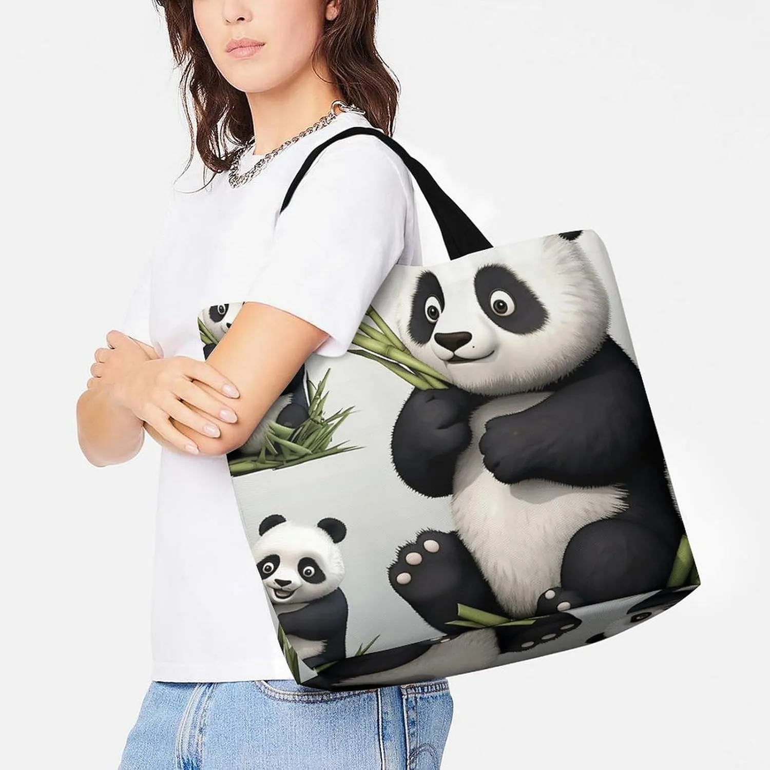 Painting Flower Pigs Beach Bag Reusable Tote Bag Foldable Grocery Bags Women Shopping Bags for Daily Essentials
