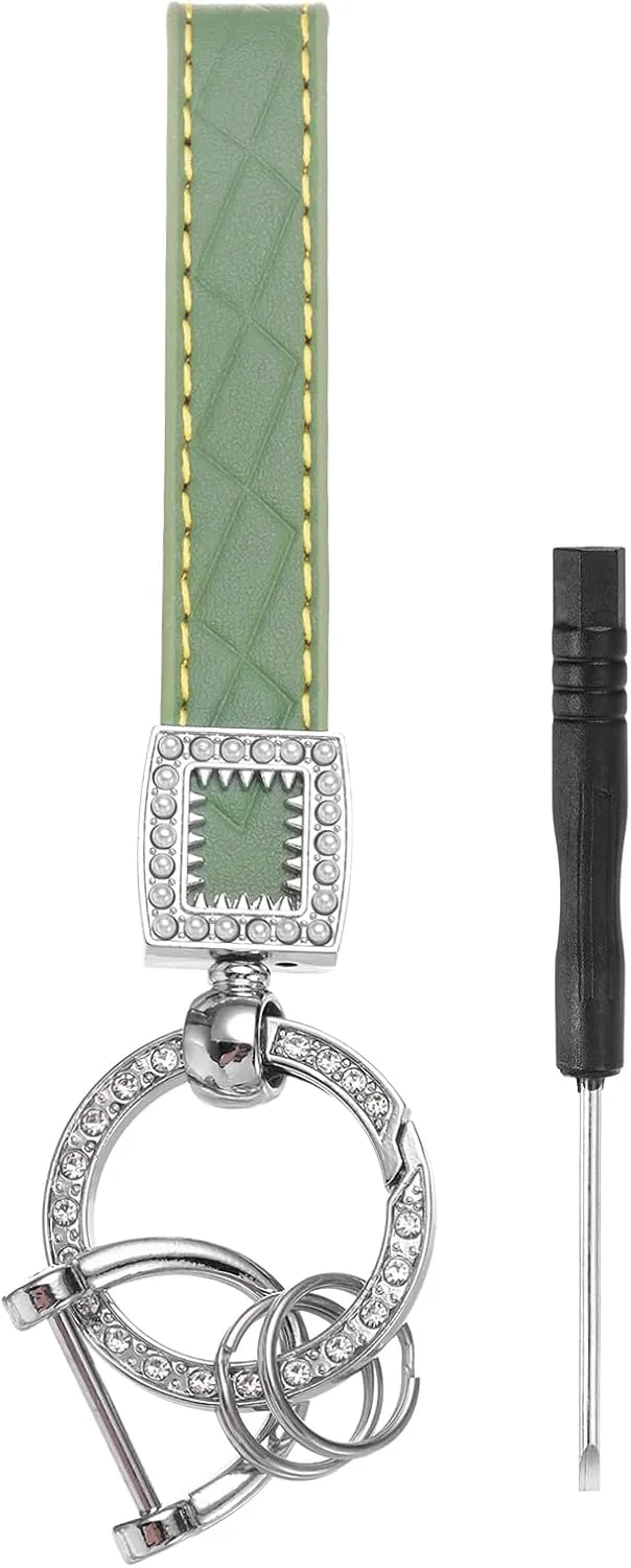 PATIKIL Leather Car Keychain, Bling Wristlet Keychains Key Fob Holder with Keyrings for Bag Backpacks Accessories