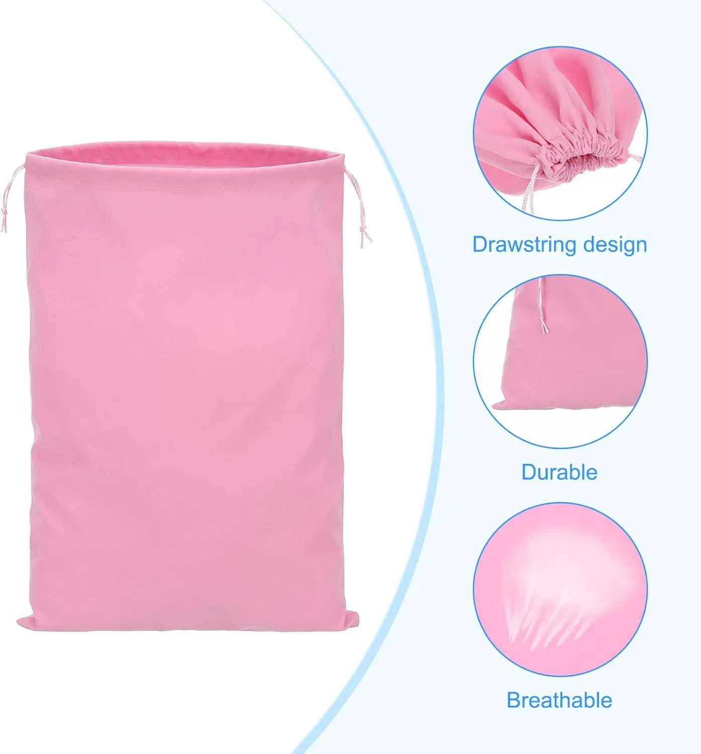 PATIKIL Shoe Dust Bag, 2 Pack Duster Flannel Shoes Pouch with Drawstring Washable Breathable Travel Shoe Bags for Home Luggage Storage, 12x17" Pink