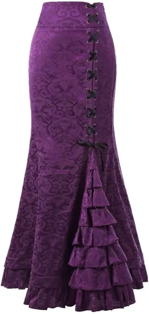 Pencil Skirts for Women Knee Length Plus Size Fishtail Ruffle Skirt Mermaid Style Skirt Retro Women Vintage
