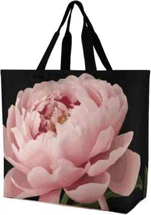 Peony Tote Bag for Women Reusable Eco-friendly Shopping Bags Large Capacity Shoulder Bag