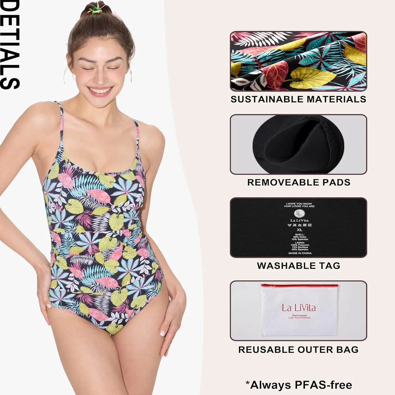 Period Swimwear for Teens One Piece Ultra-Thin Quick-Dry Leakproof Menstrual Swimsuit