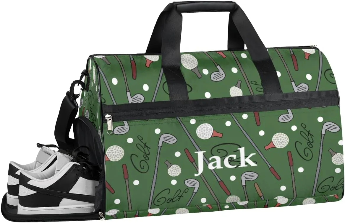 Personalized Golf Sport Sport Gym Bag for Boys Men, Custom Name Travel Duffle Bag with Shoes Compartment Swimming Overnight Weekender Duffel Bag Sport Golf Ball