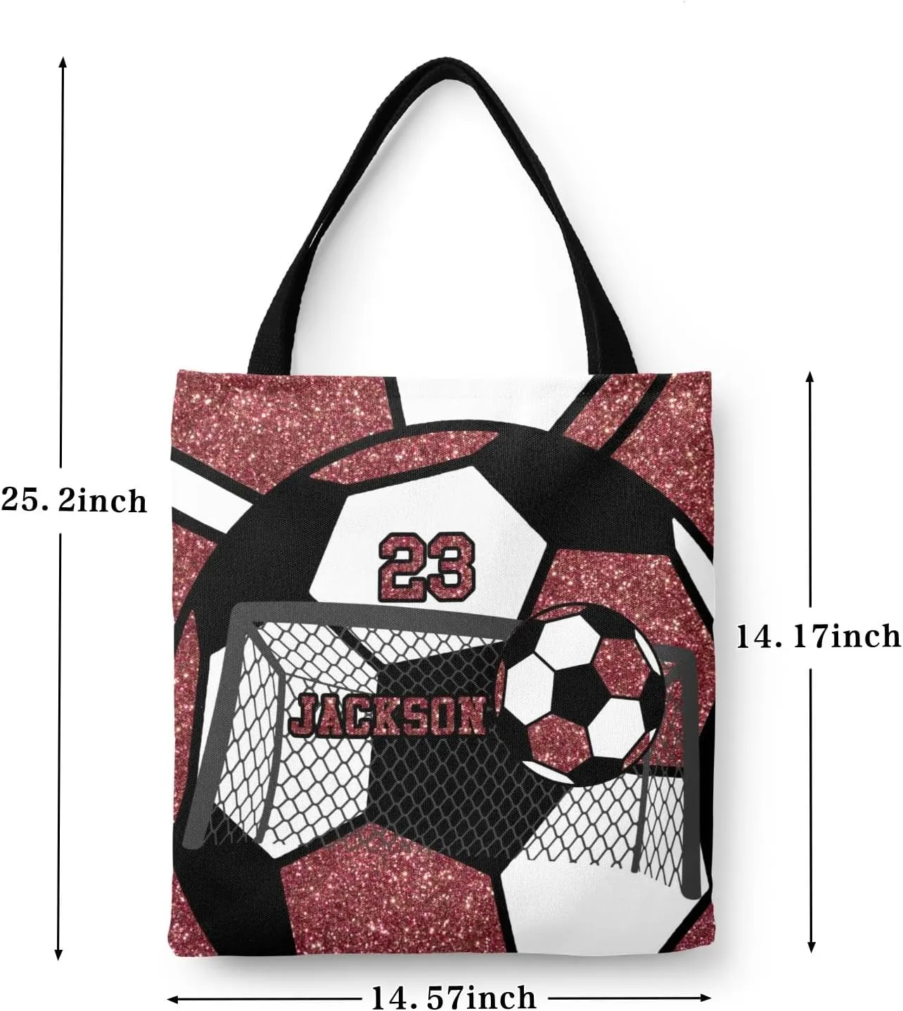 Personalized Name Gym Sport Soccer Ball Red Handbag Gift Bags Christmas Treat Bags for Holiday Party Gift Bags